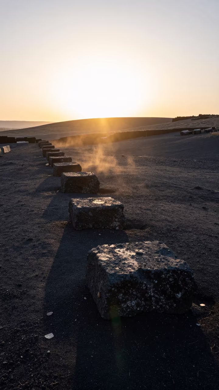 Basalt Ruins in Almaty at Sunset in inside a roofless nave near Almaty