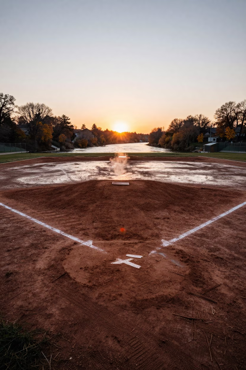 Baseball Pitcher Mound by Riverbank at Düzce in by a riverbank near Düzce