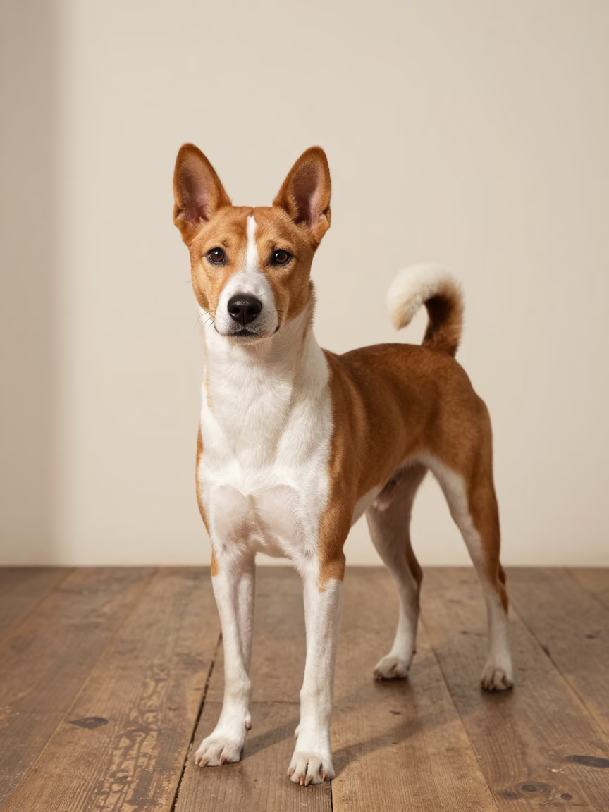 Basenji Portrait in Mogadishu Studio in in a quiet portrait studio with a plain backdrop and eye-level framing near Mogadishu