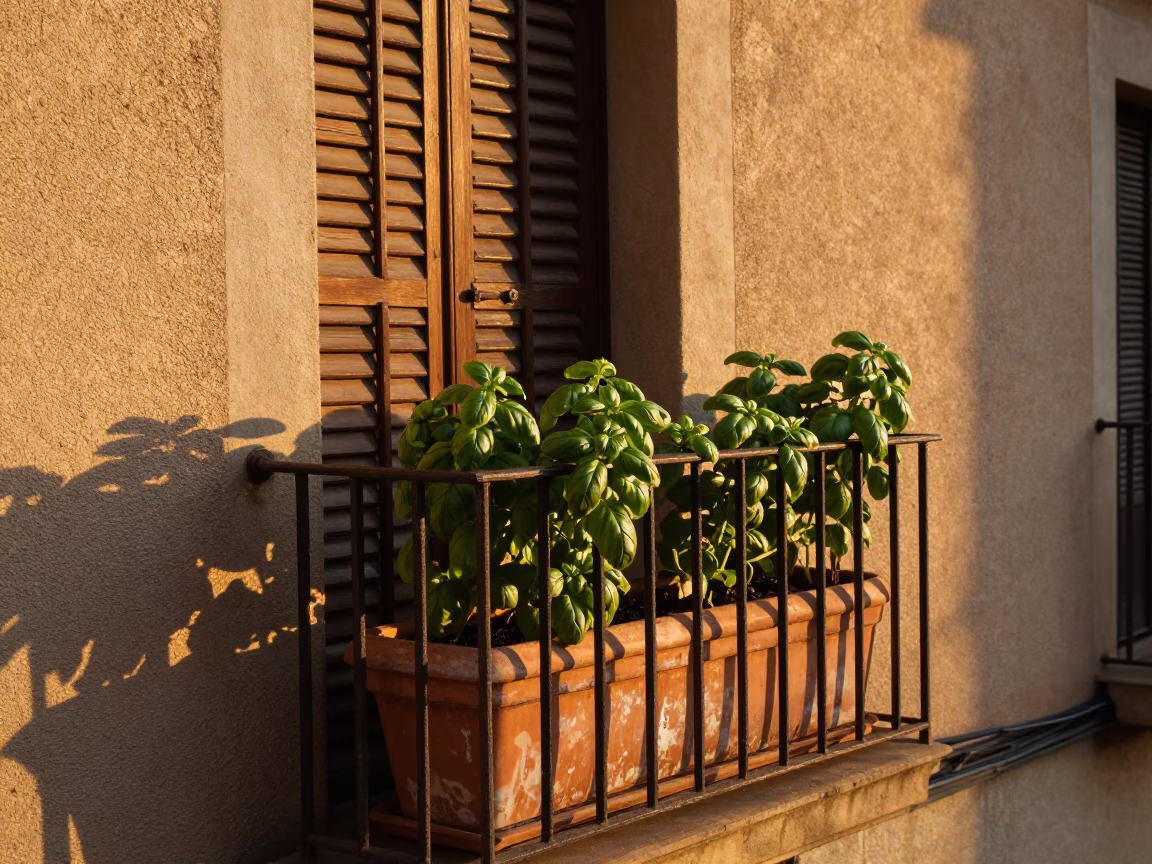 Basil Plants in Barcelona in in Barcelona, Spain