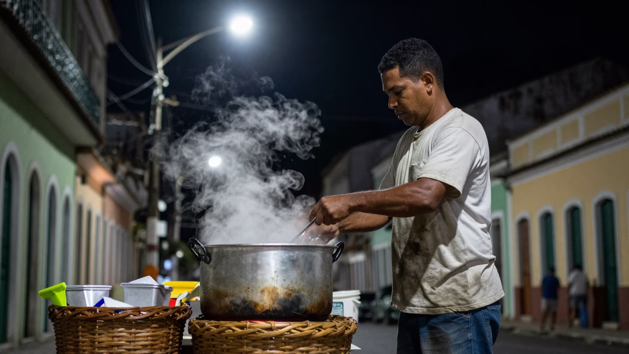 Basket Scene in Salvador at Deep In The Night Light in in Salvador, Brazil