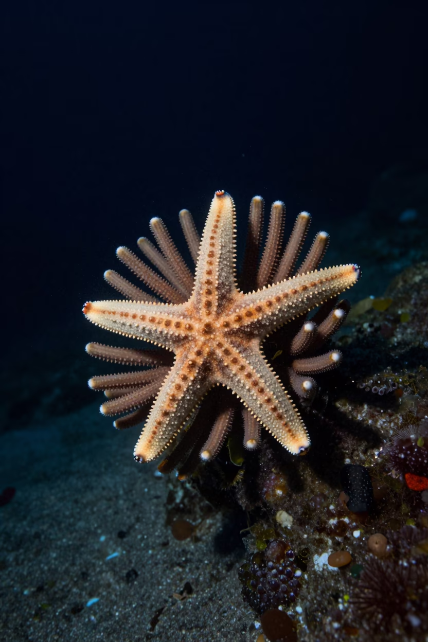 Basket Starfish Feeding at Night in Cartagena in near La Popa, Cartagena