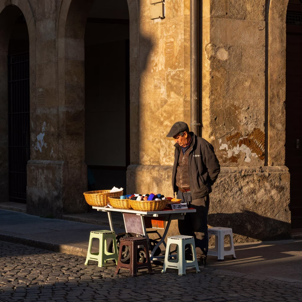 Basket Tray in Bilbao at Late Afternoon Light in in Bilbao, Spain