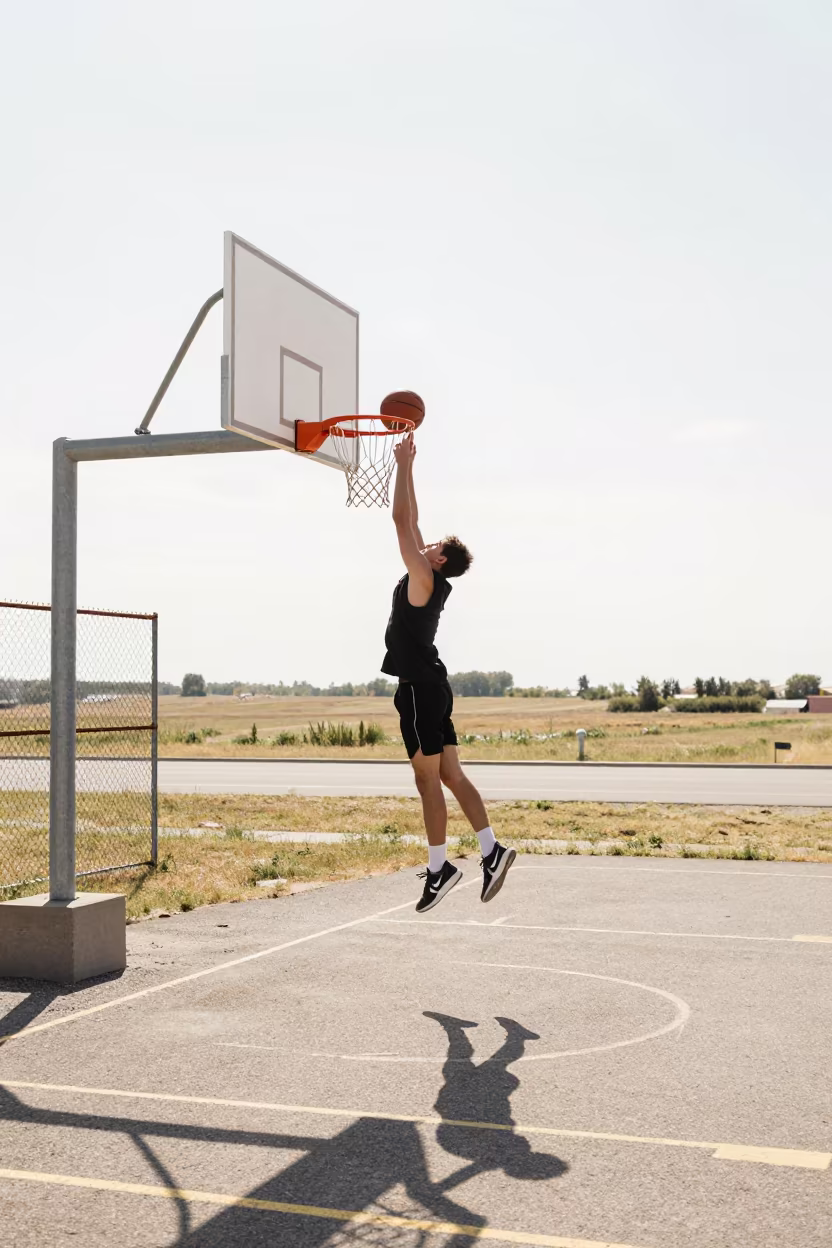 Basketball Dunk at Roadside Stop Noon in at a roadside stop near Edmonton