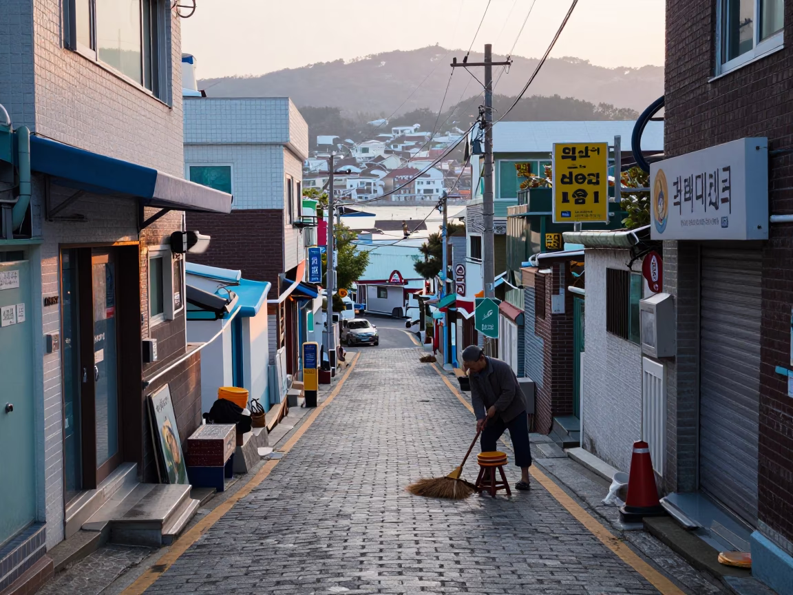 Basketball just after sunrise in Busan in in Busan, South Korea