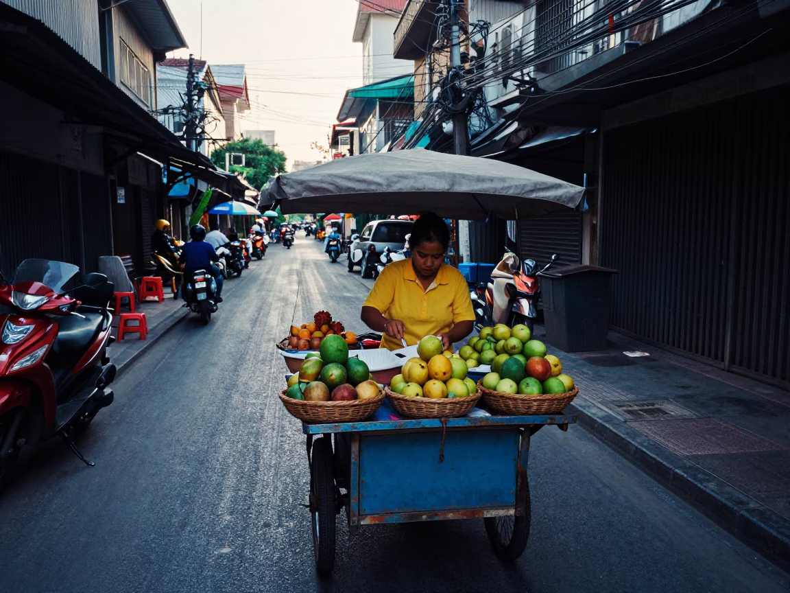 Baskets in Bangkok at Early Morning Light in in Bangkok, Thailand