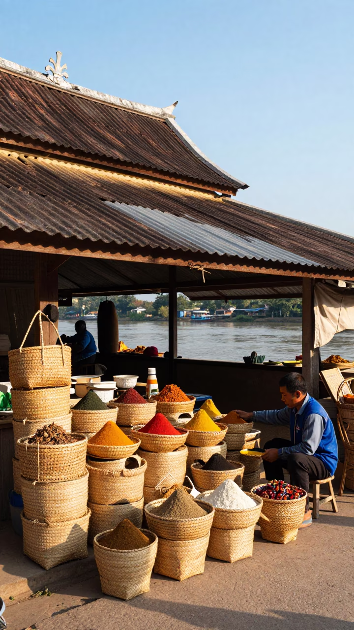 Baskets in Luang Prabang in in Luang Prabang, Laos