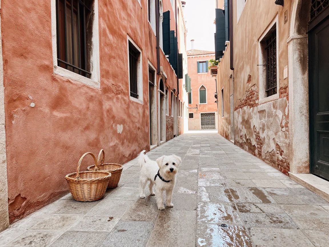 Baskets in Venice at Late Morning Light in in Venice, Italy