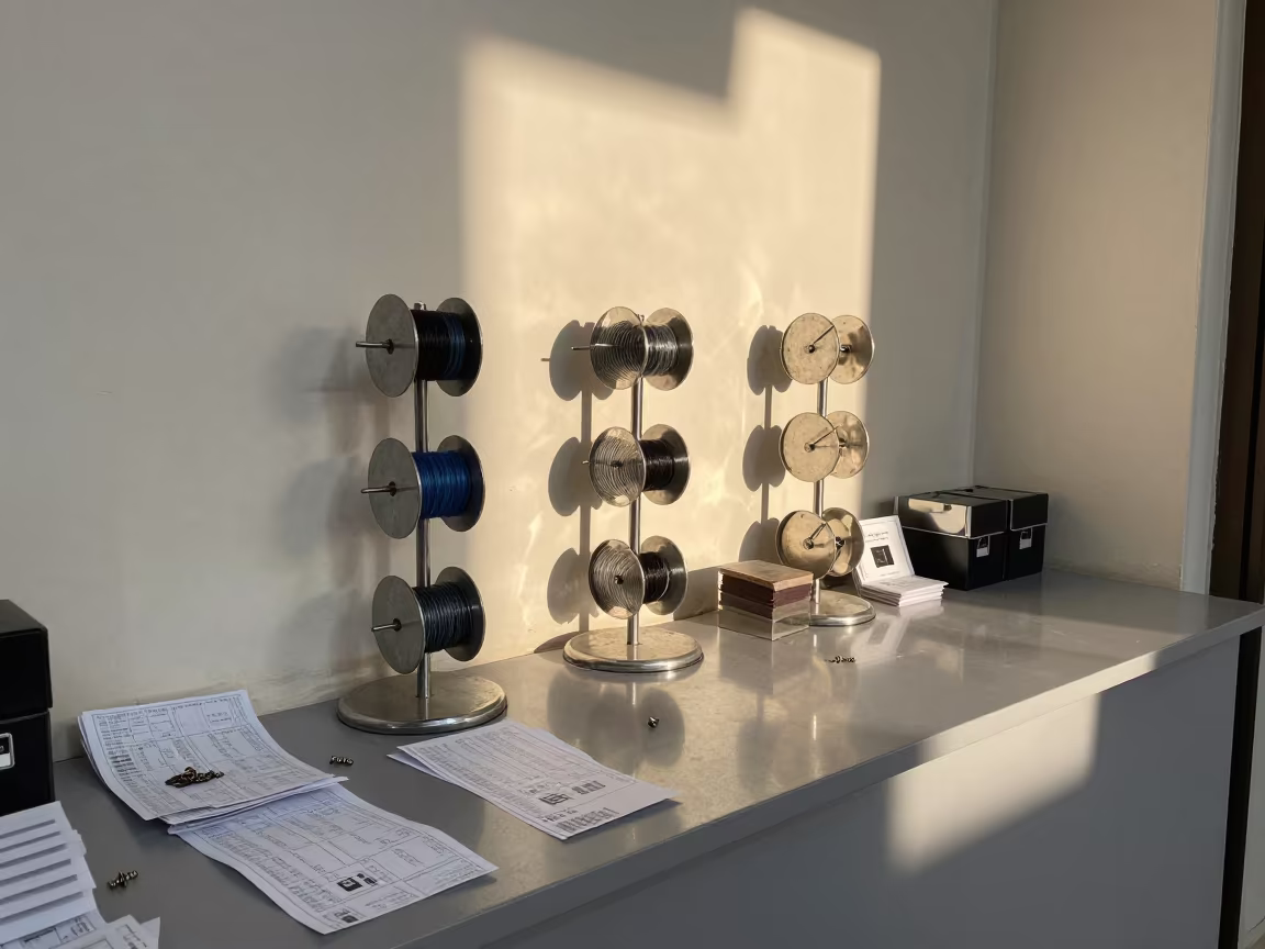 Basra Retail Spool Rack with Claim Tickets in along a front-of-store display run near Basra