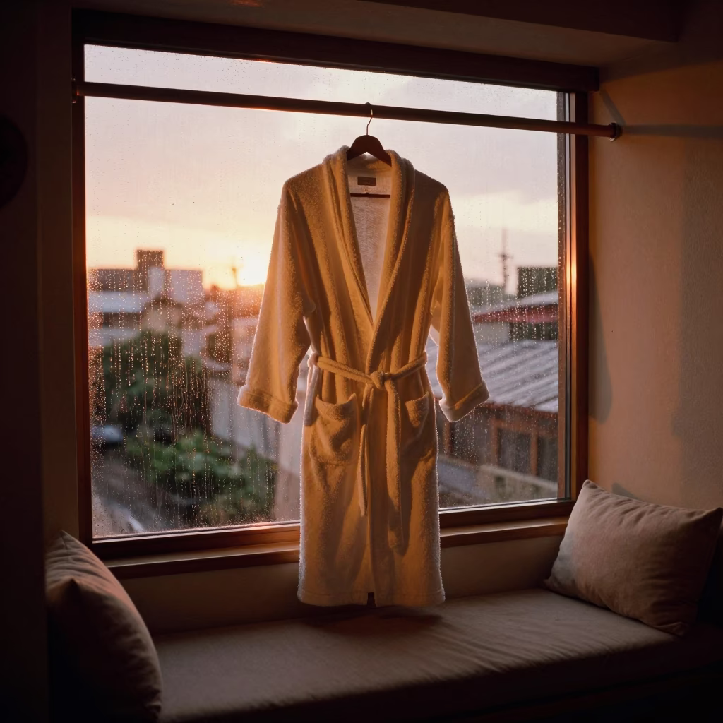 Bathrobe on Hook in Guayaquil Reading Nook in on a reading nook cushion in Guayaquil