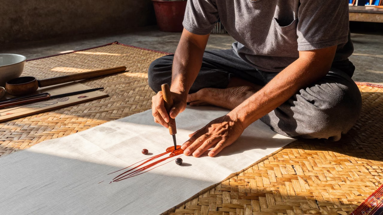 Batik Workshop in Yogyakarta at The Early Afternoon Light in in Yogyakarta, Indonesia