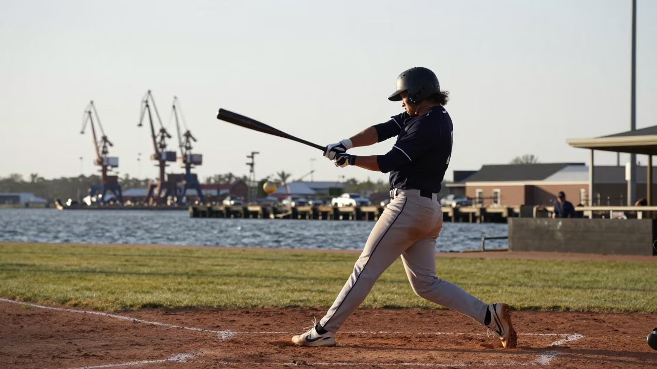 Batter Hits Fastball at Harbor Quay in at a harbor quay near Oklahoma City