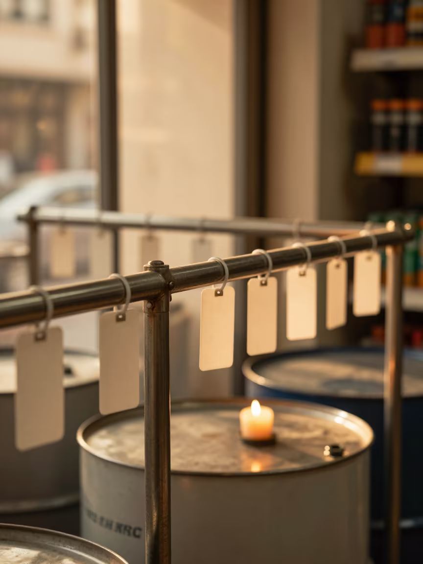 Battery Drum Tag Rail in Bikaner Retail in inside a retail floor display area in Bikaner