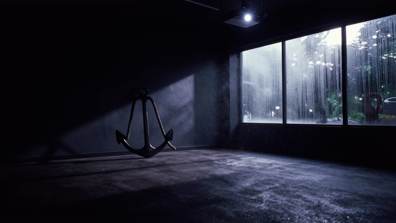 Battle Rope Anchor Silhouetted in Toamasina Studio in inside a yoga studio before the session begins in Toamasina