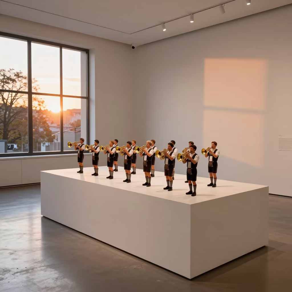 Bavarian Band on Plinth in São Paulo Museum in on a museum plinth near São Paulo