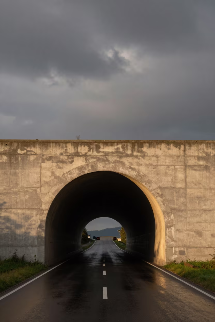 Bavarian Overpass Tunnel Retaining Wall Patch in across a windy overpass interchange in Bavaria