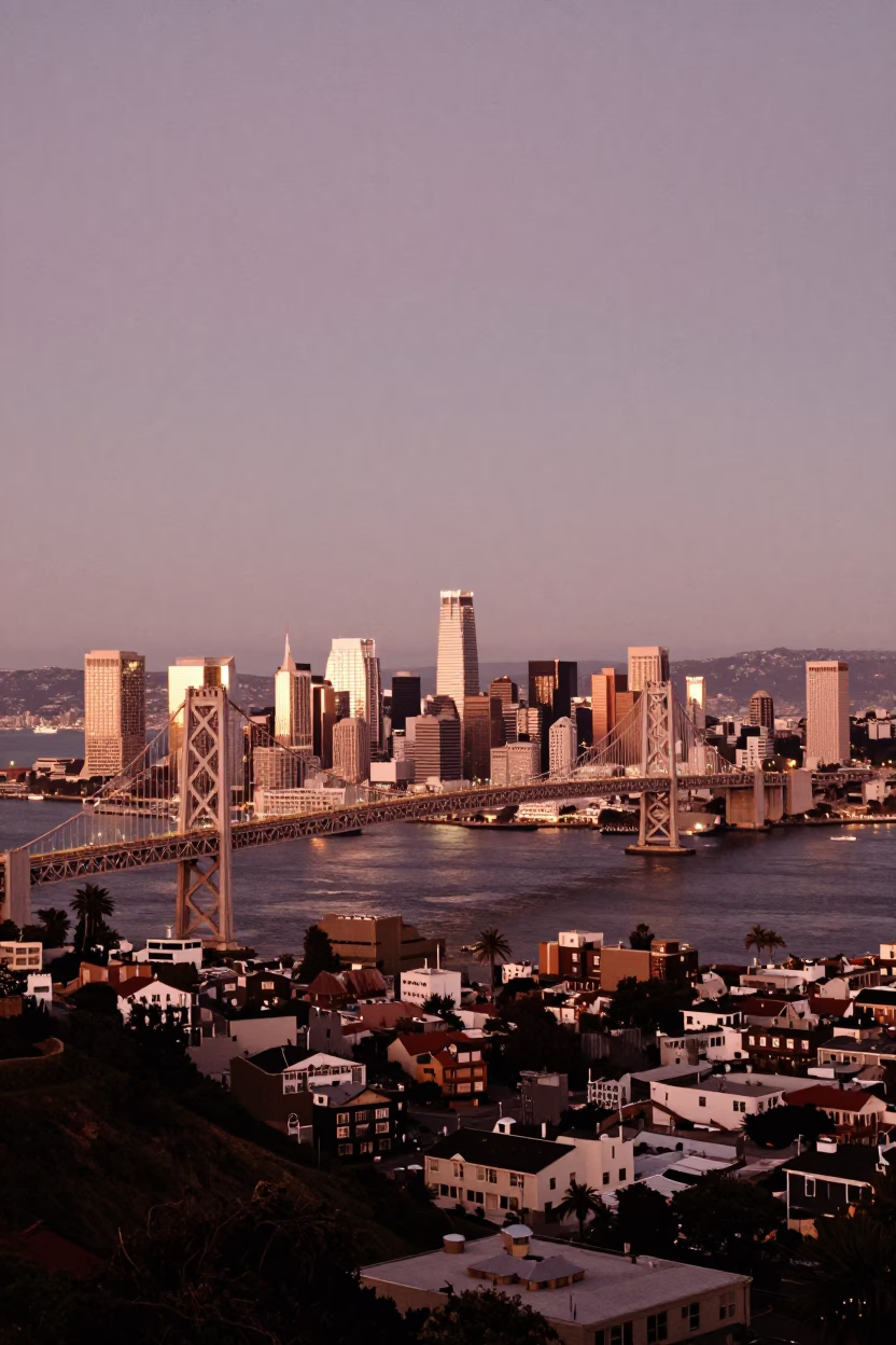 Bay Bridge And City Skyline From Telegraph Hill in San Francisco in in San Francisco, California, United States
