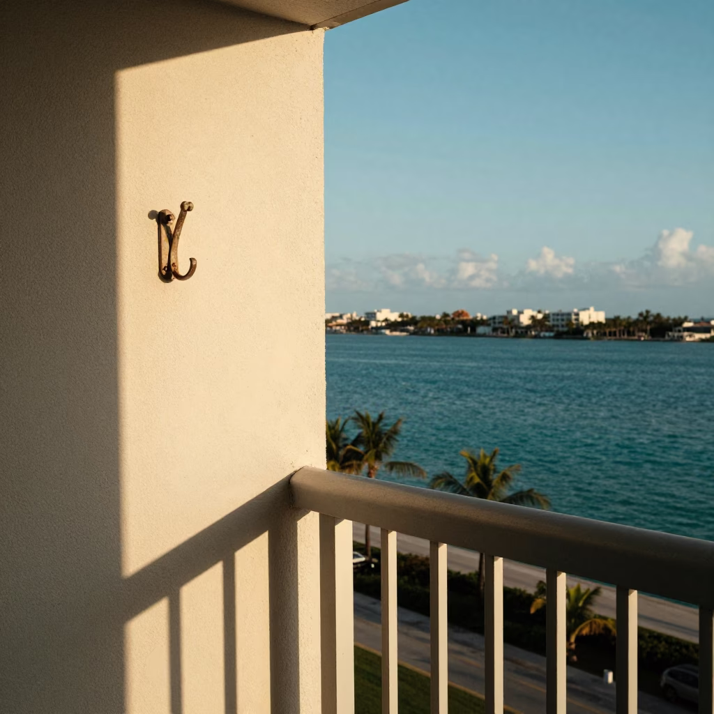 Bay From Balcony in Miami at Sunset Light in in Miami, Florida, United States