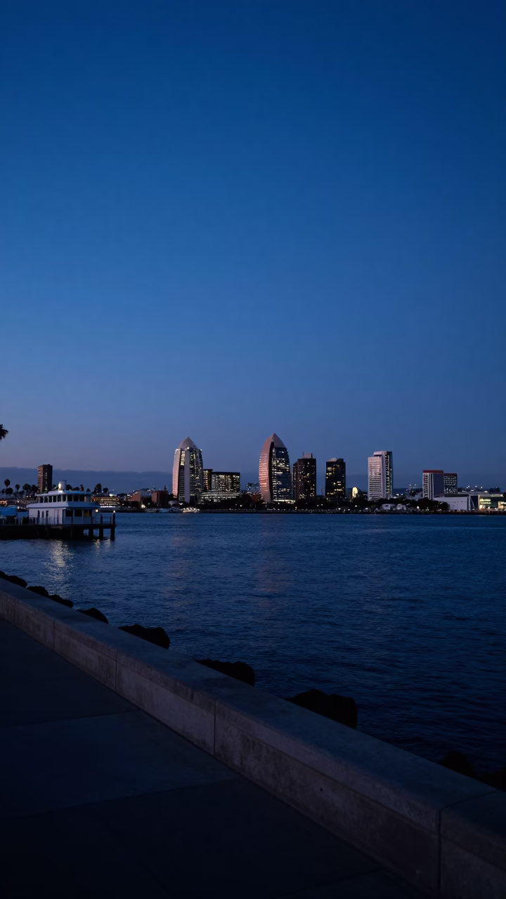 Bay From The Embarcadero Promenade in San Diego in in San Diego, California, United States