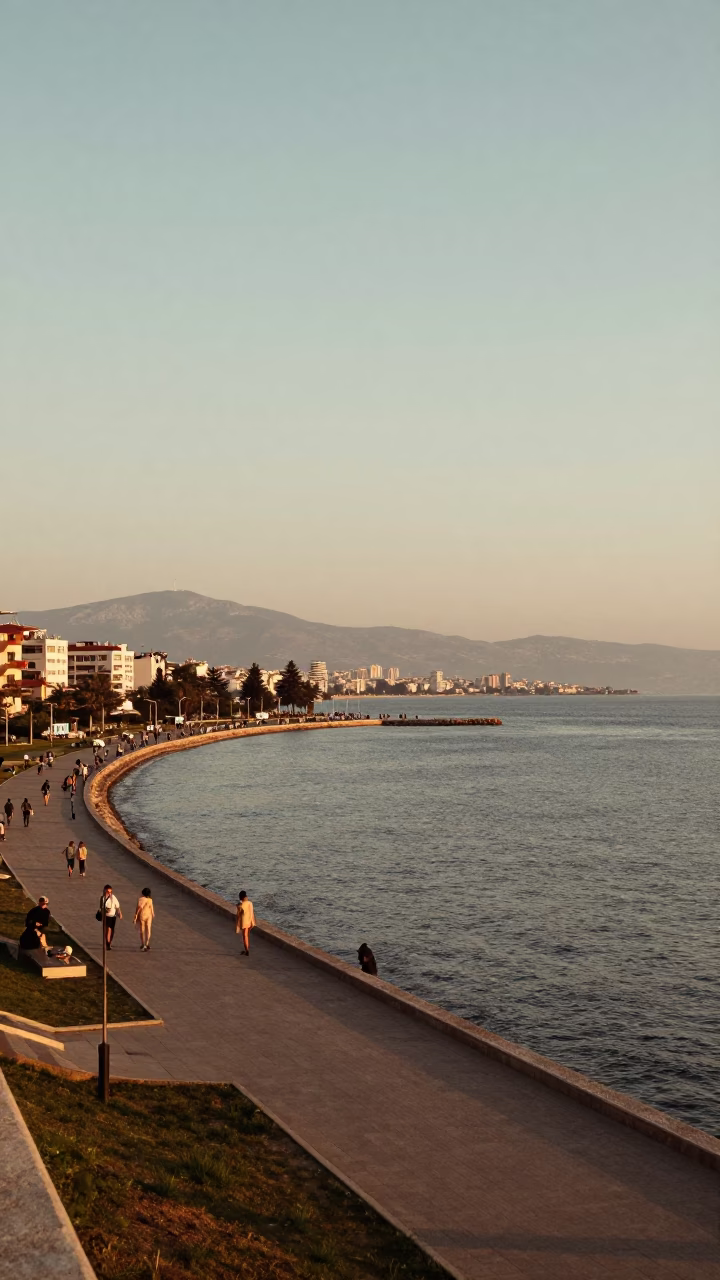Bay Horizon at Late Afternoon Light in Izmir in in Izmir, Turkey