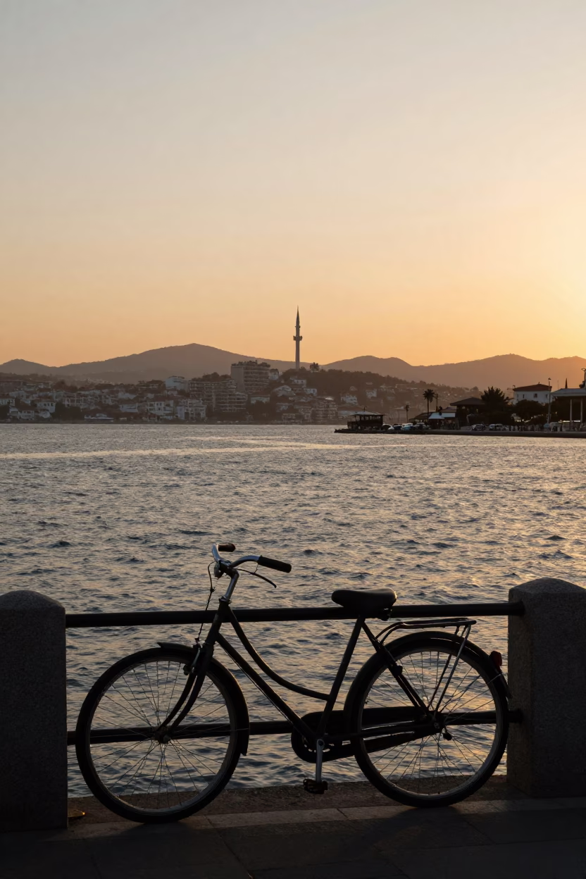 Bay in Izmir at Sunset Light in in Izmir, Turkey