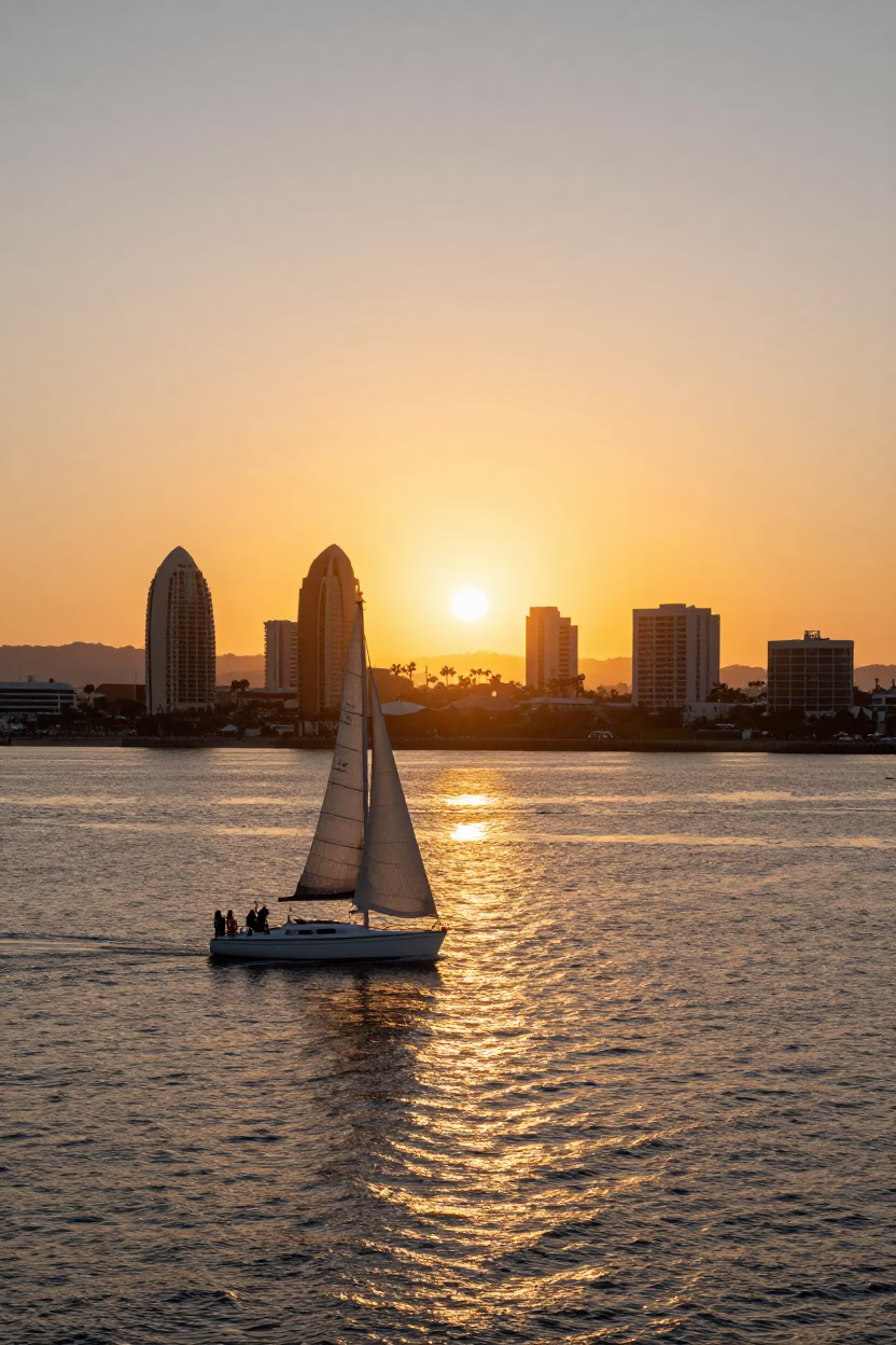 Bay in San Diego at Golden Hour in in San Diego, California, United States