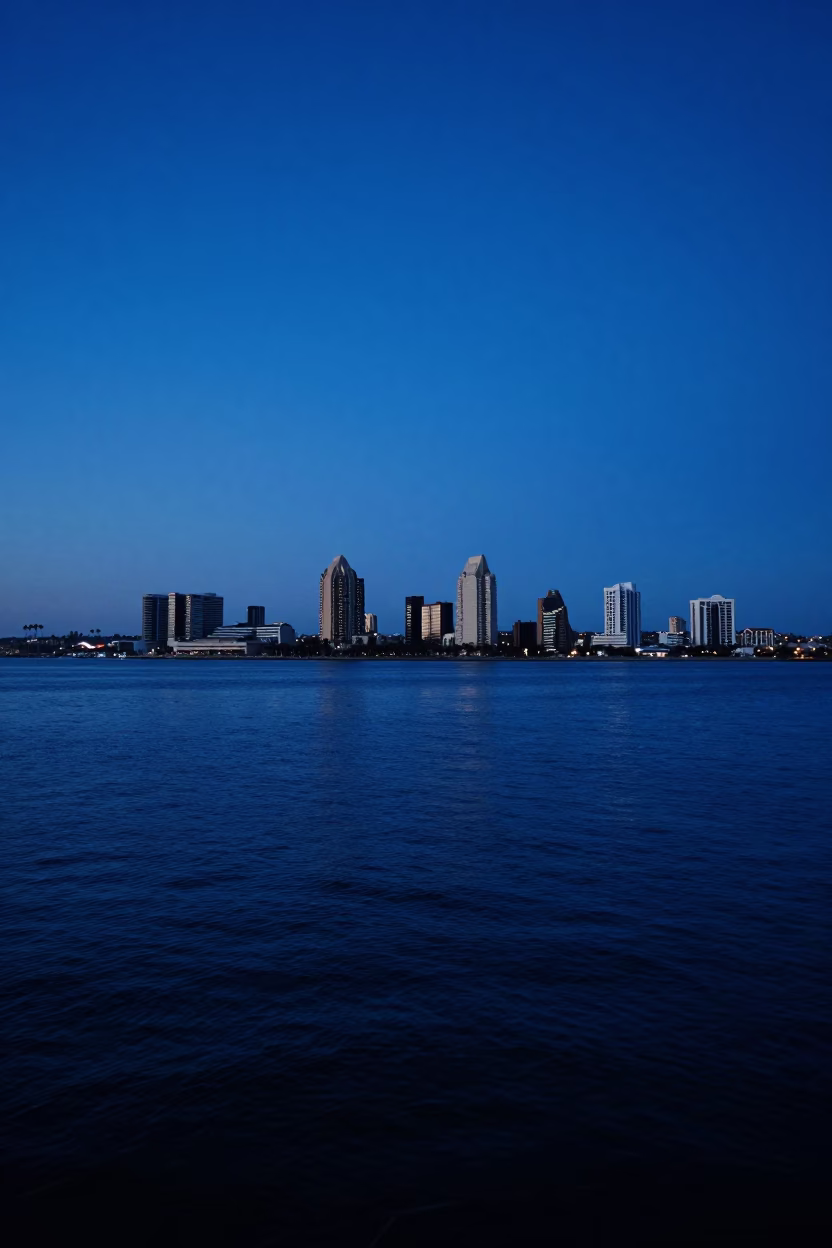 Bay in San Diego at The Last Blue Light Of Evening in in San Diego, California, United States