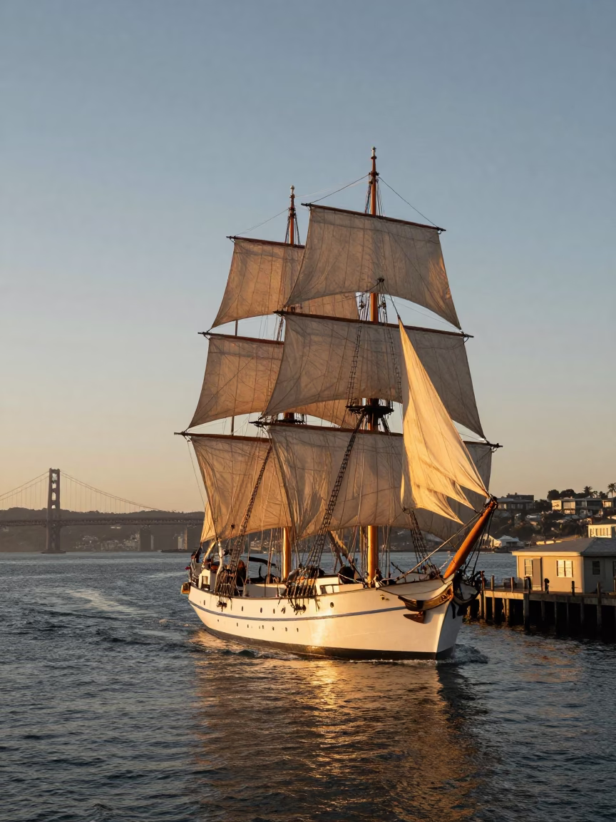 Bay in San Francisco at Honeyed Evening Light in in San Francisco, California, United States