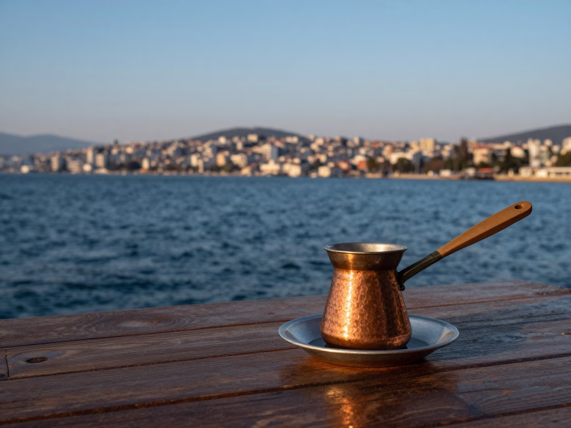 Bay View in Izmir at The Early Evening Light in in Izmir, Turkey
