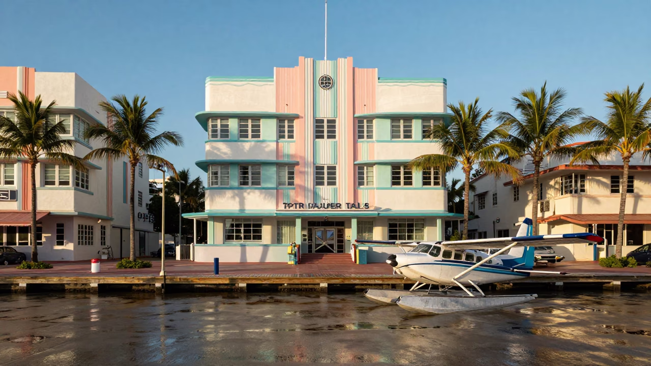Beach Harbor just after sunrise in Miami in in Miami, Florida, United States