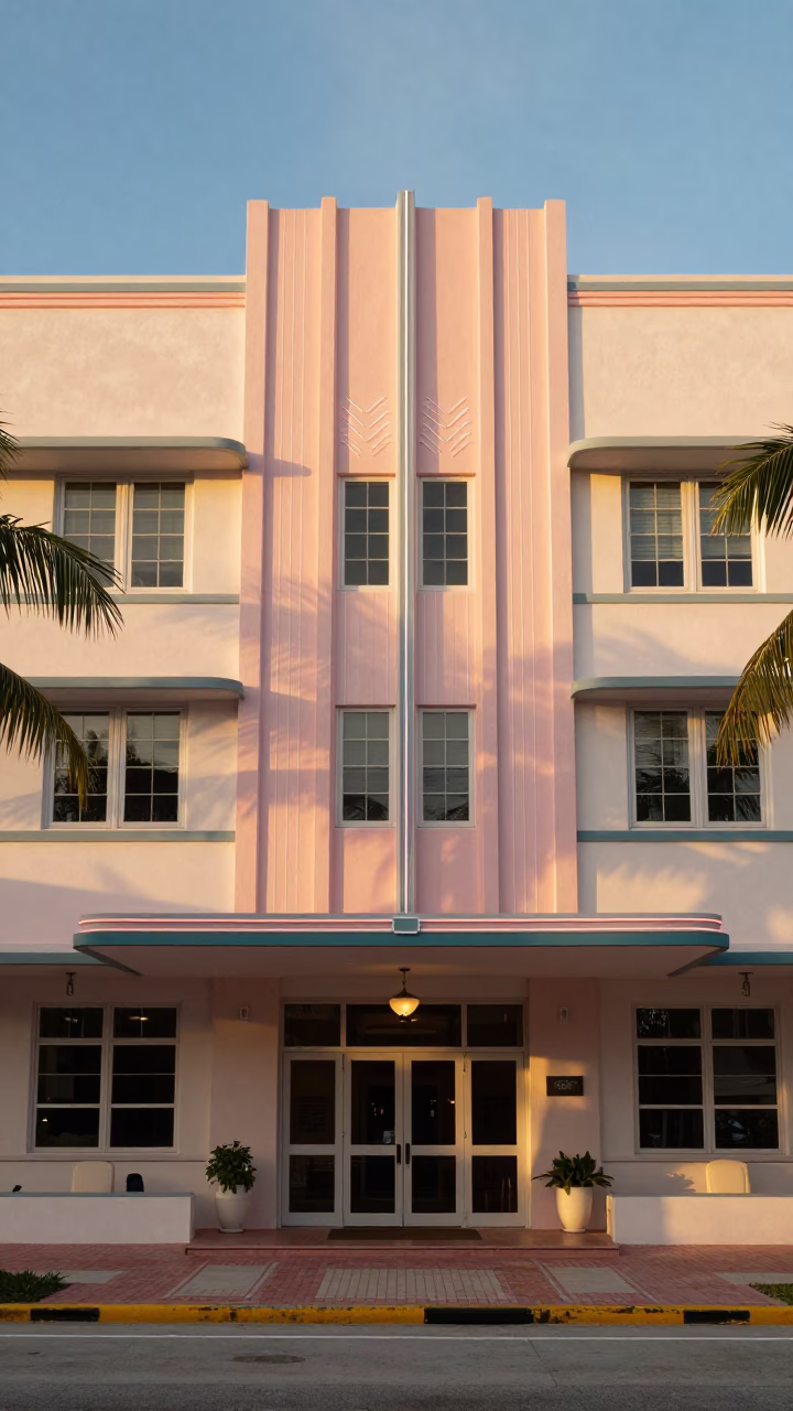 Beach Ocean Drive Hotel Exterior in Miami in in Miami, Florida, United States