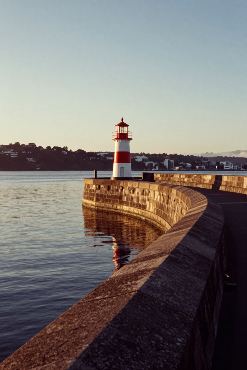 Beacon Reflection in Wellington at The Early Evening Light in in Wellington, New Zealand