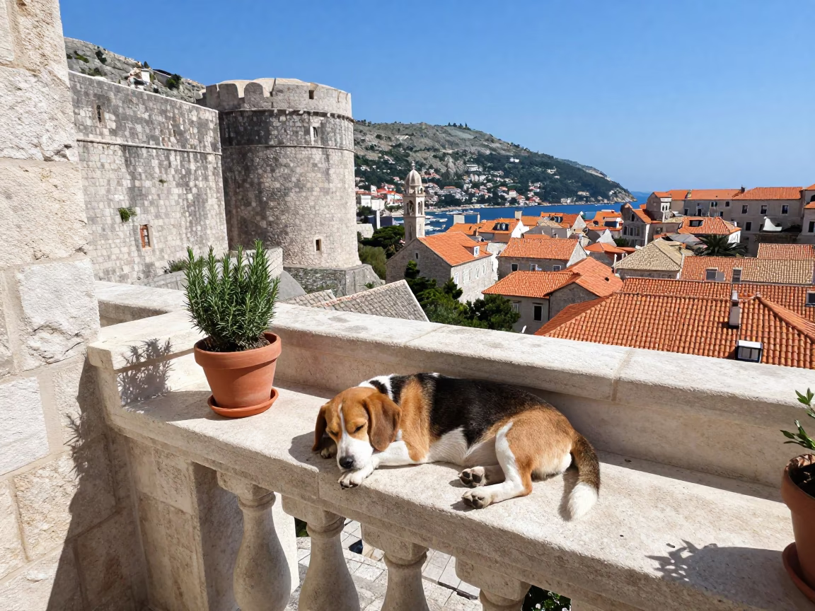 Beagle Sleeping in Dubrovnik in in Dubrovnik, Croatia
