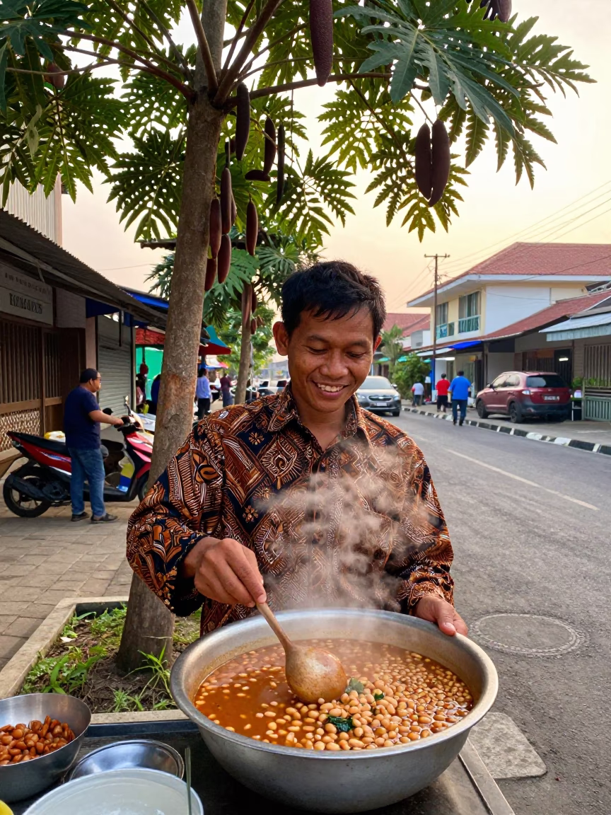 Bean Stew at As First Light Reaches The Scene in Yogyakarta in in Yogyakarta, Indonesia
