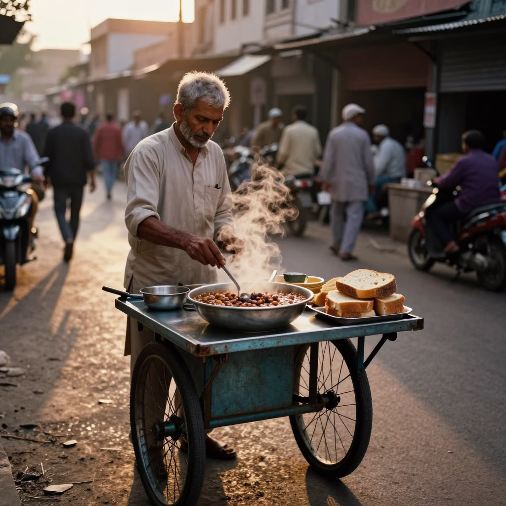Bean Stew in Jaipur at Honeyed Evening Light in in Jaipur, India