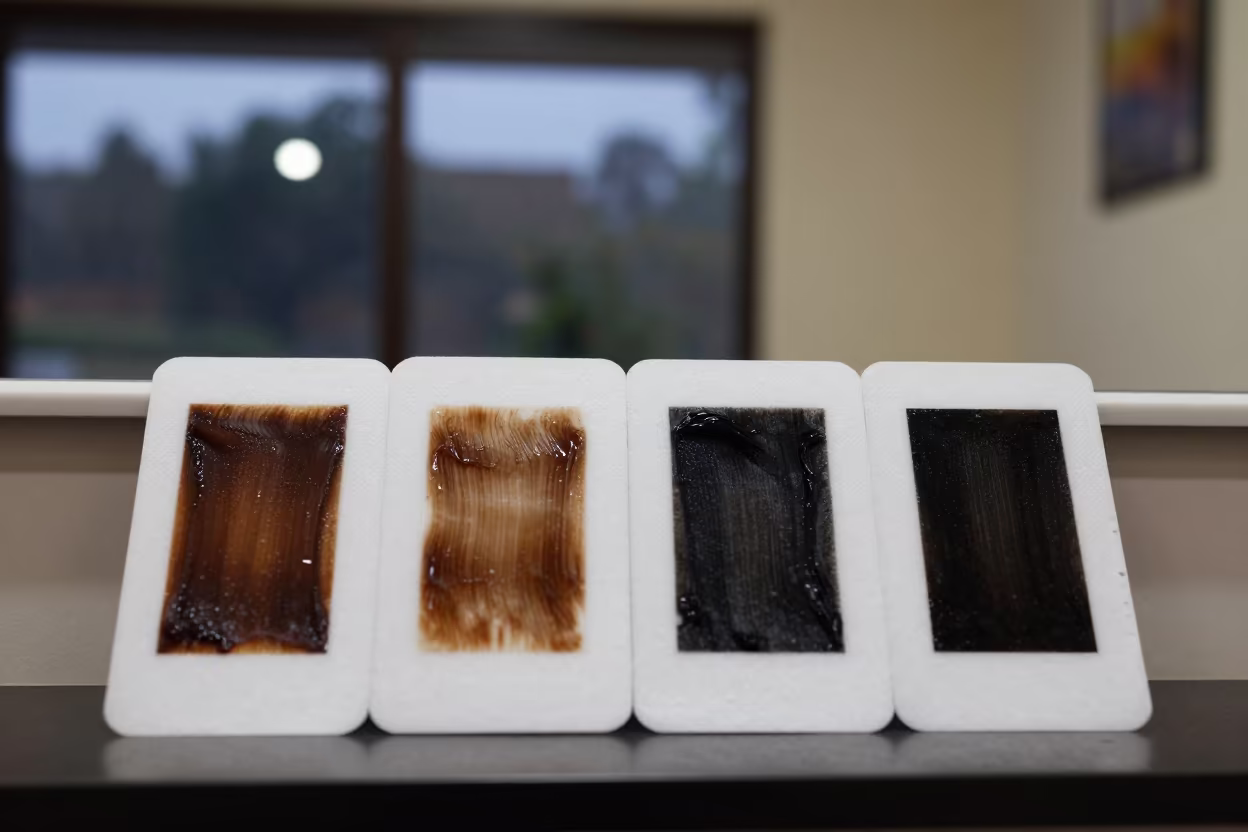 Beard Dye Patch Test Board at Eldoret Salon Counter in at a salon reception counter in Eldoret