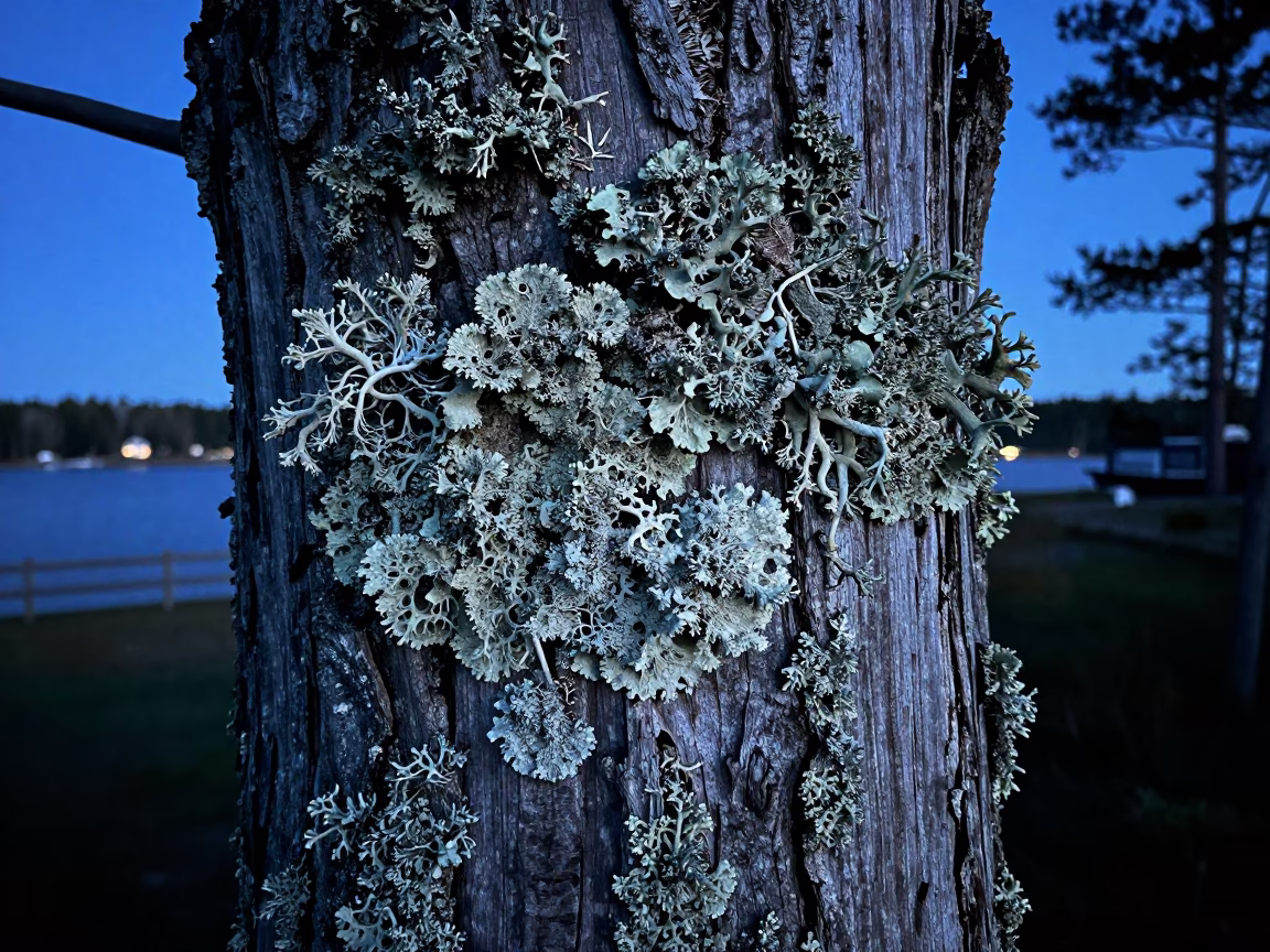 Beard Lichen in Halifax at The Last Blue Light Of Evening in in Halifax, Nova Scotia, Canada