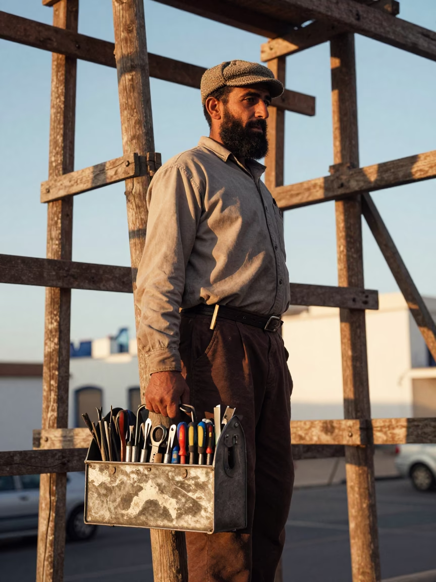 Bearded Craftsman at The Early Afternoon Light in Essaouira in in Essaouira, Morocco