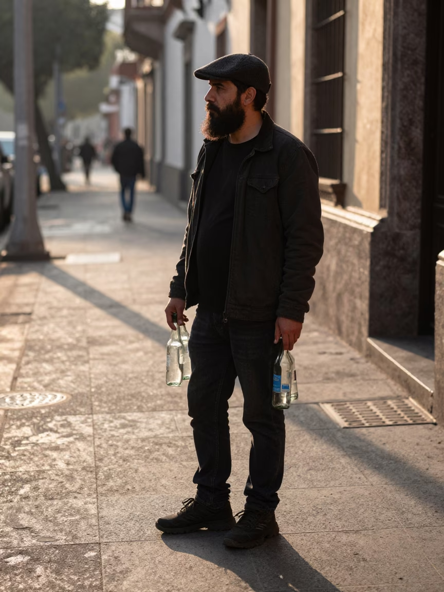 Bearded Man just after sunrise in Mexico City in in Mexico City, Mexico