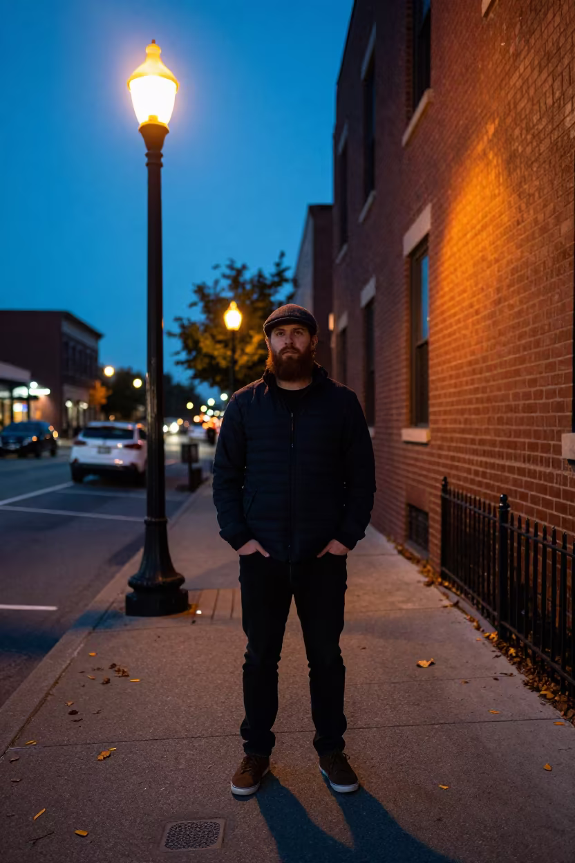 Bearded Man in Wool Cap at Germantown Nashville in in Germantown, Nashville