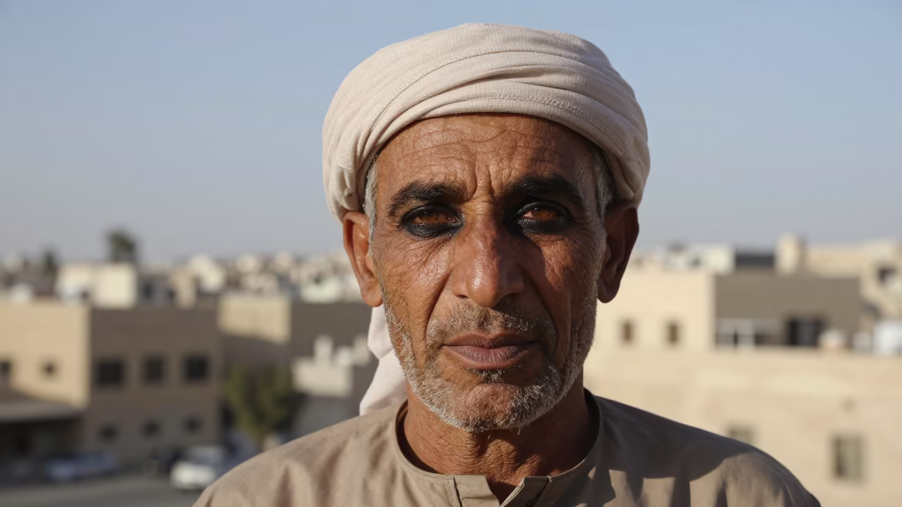 Bedouin Portrait in Amman Afternoon Light in in Amman