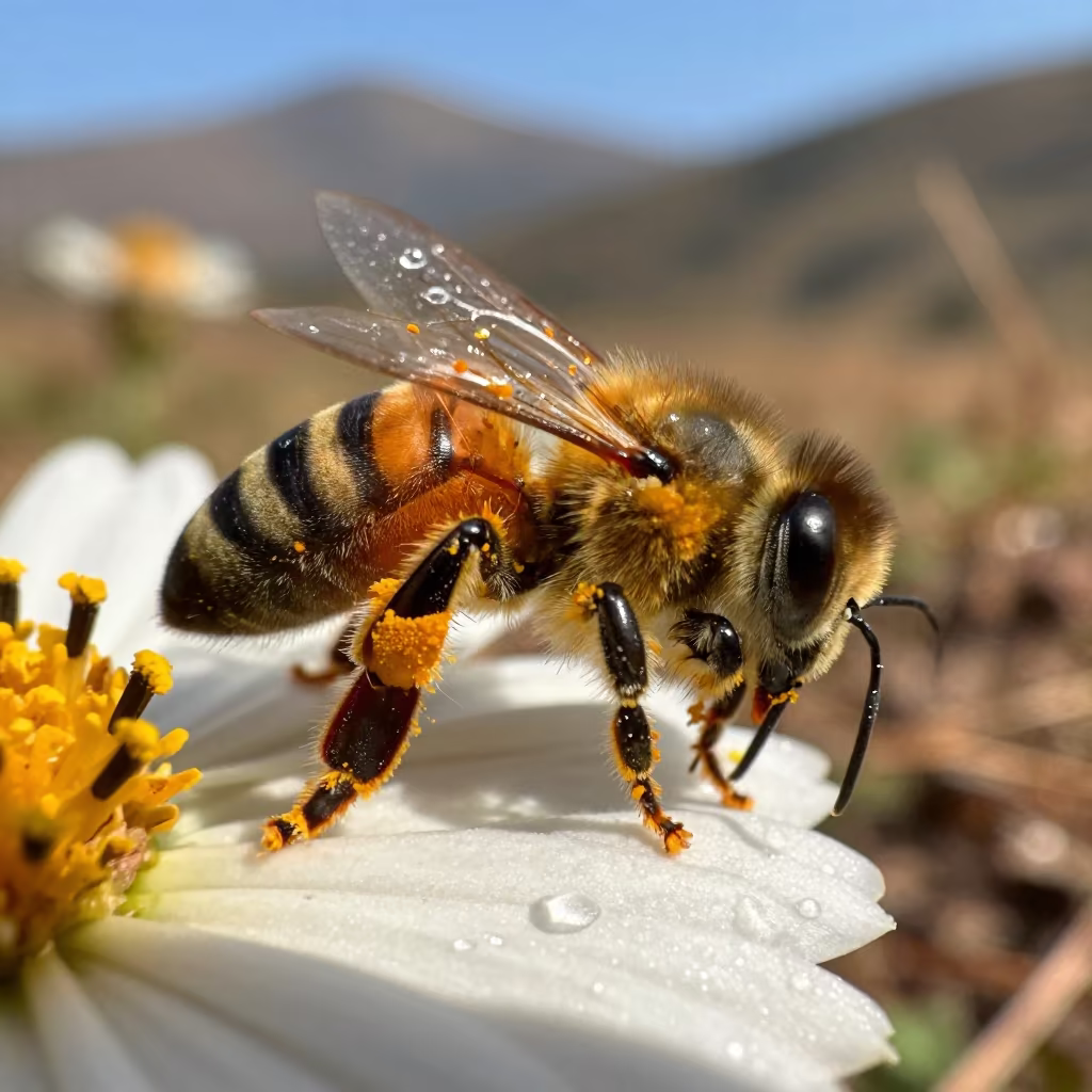 Bee Leg Pollen Dust on Autumn Petal in near Malmo