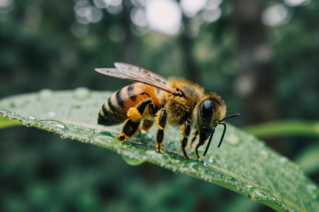 Bee Pollen Leg on Petal in Belize Monsoon in in Belize