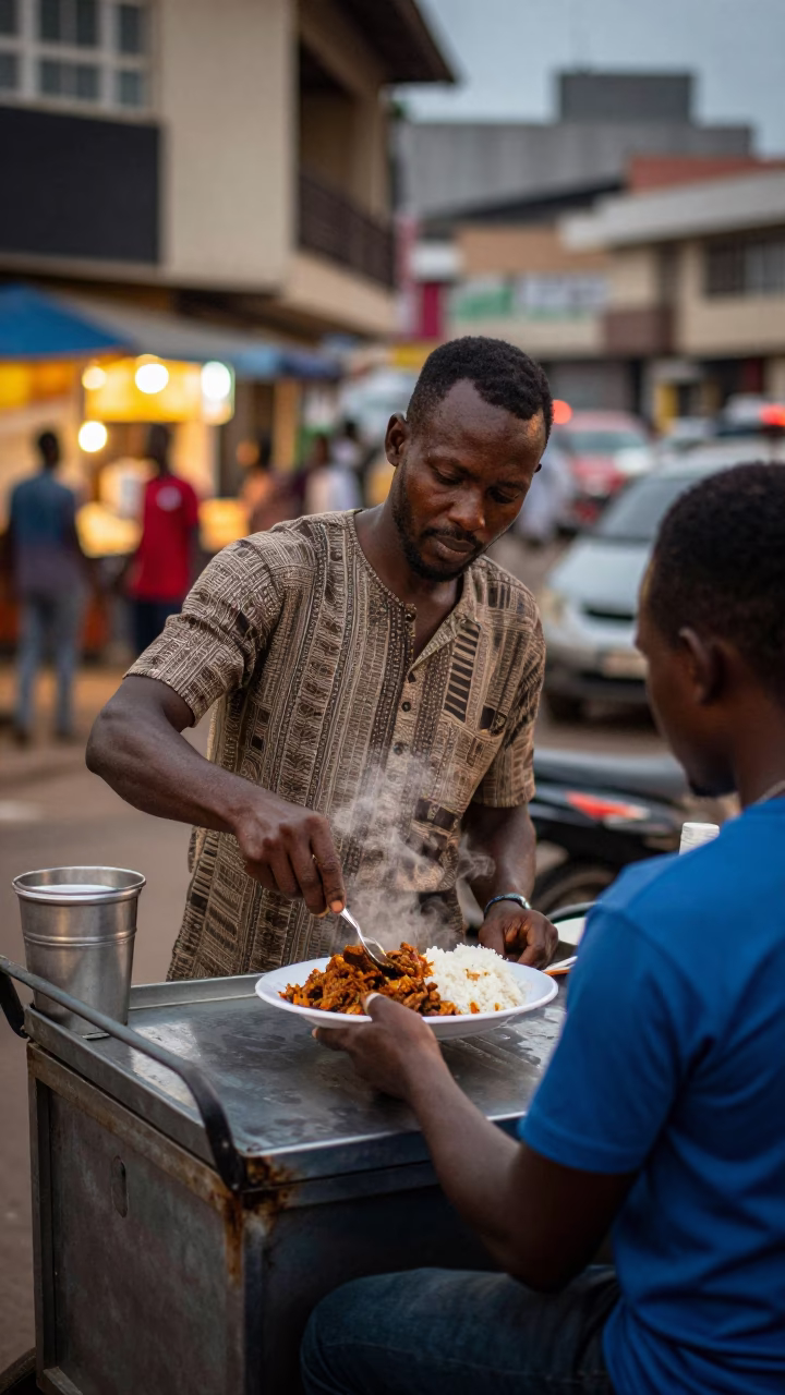 Beef Rendang in Accra at As City Lights Begin To Glow in in Accra, Ghana