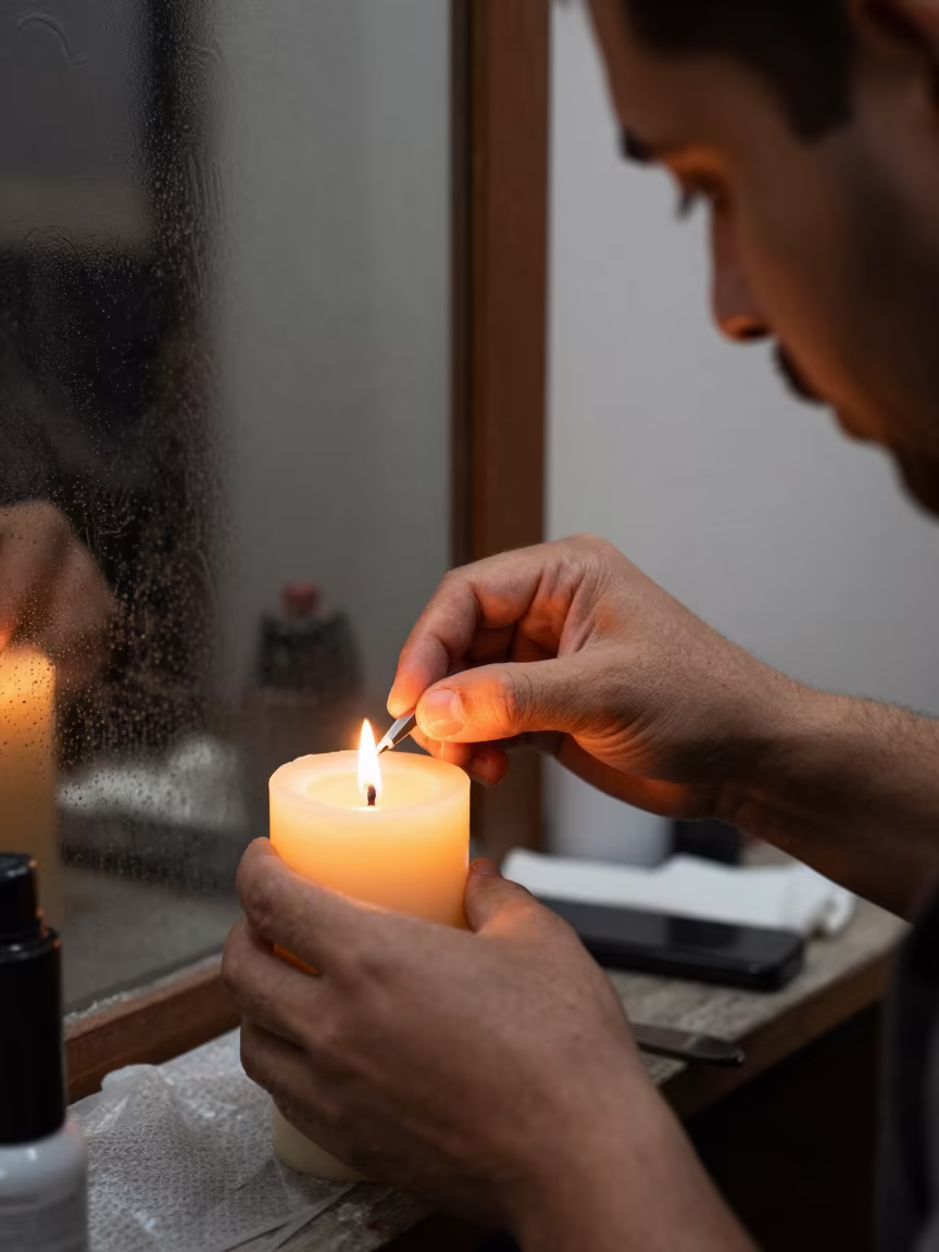 Beeswax Maker Portrait in Manzanillo Shop in inside a small barber shop in Manzanillo