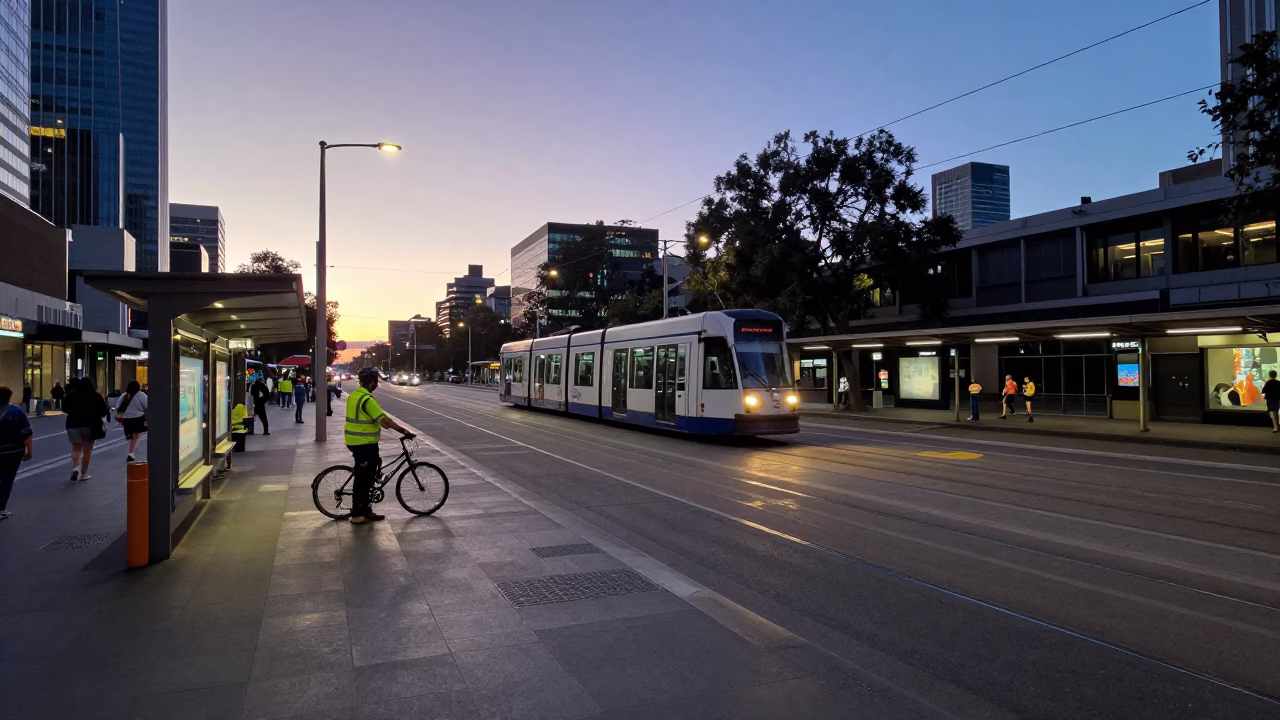 Before Dawn at Sunrise Light in Melbourne in in Melbourne, Victoria, Australia