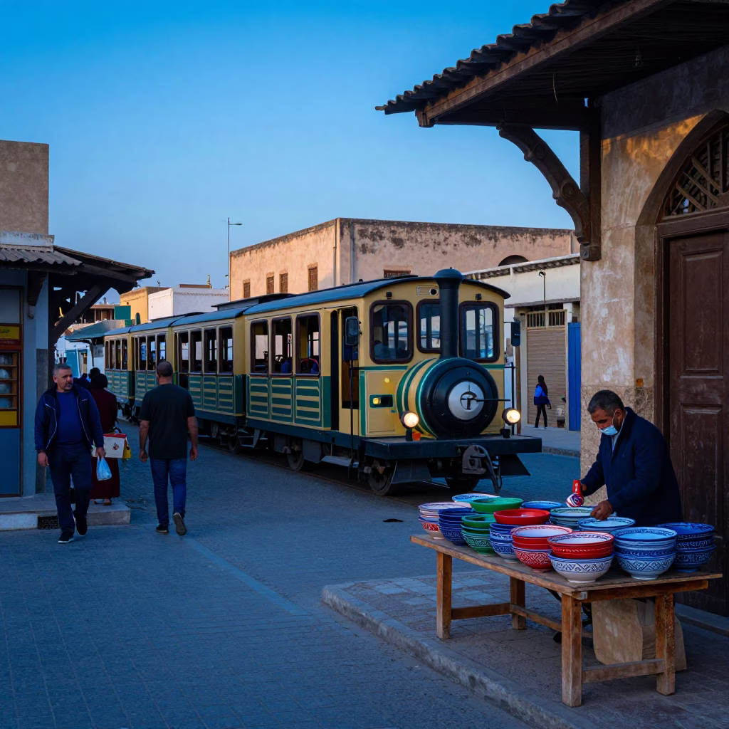 Before Dawn at Sunrise Light in Tunis in in Tunis, Tunisia
