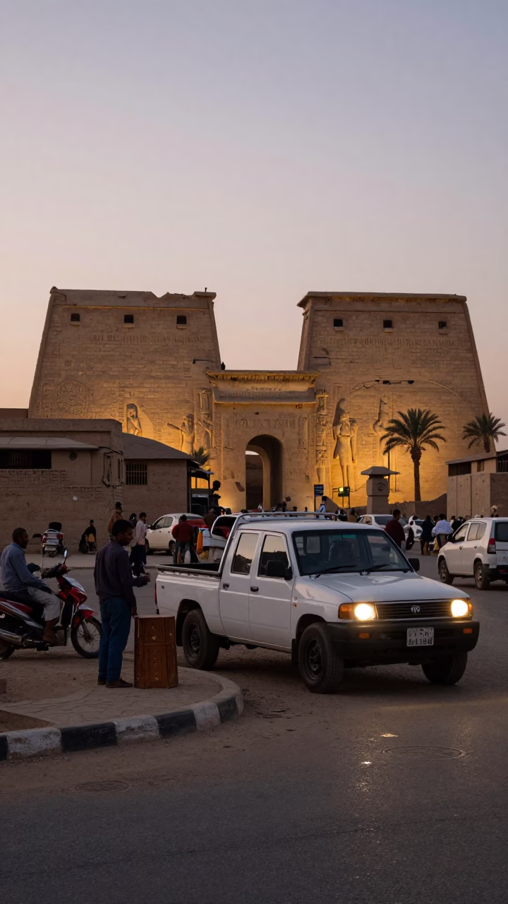 Before Dawn at The Still Hours Before Dawn Light in Luxor in in Luxor, Egypt