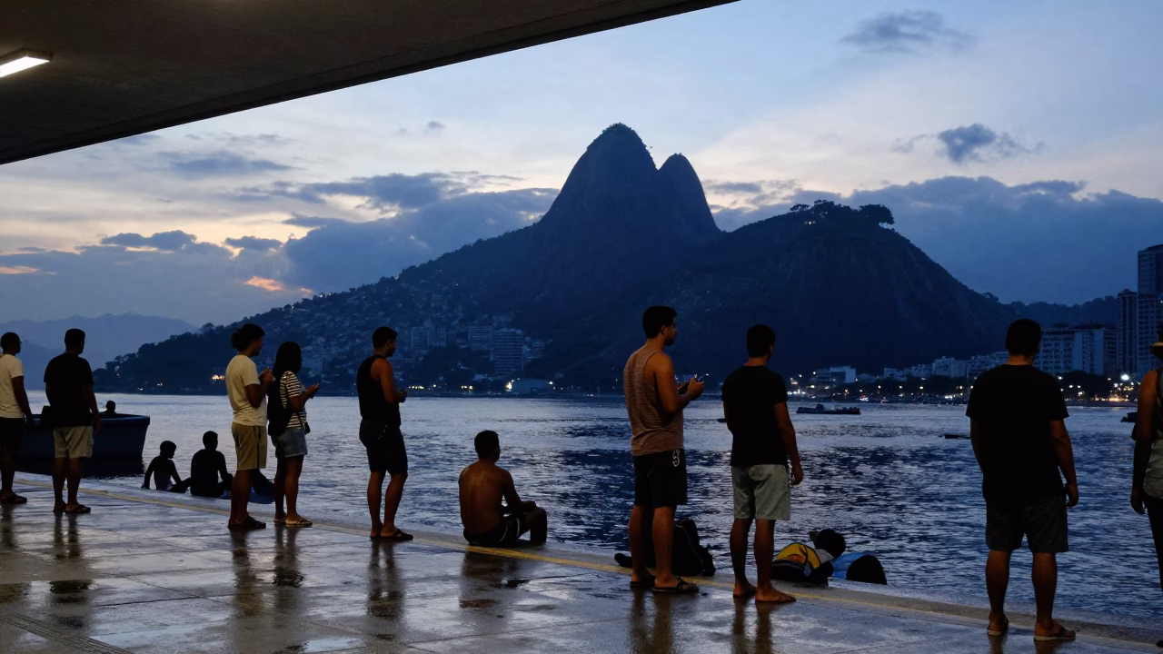 Before Dawn at The Still Hours Before Dawn Light in Rio De Janeiro in in Rio de Janeiro, Brazil