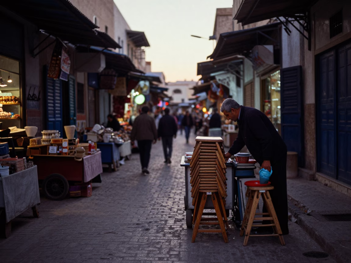 Before Dawn at The Still Hours Before Dawn Light in Tunis in in Tunis, Tunisia